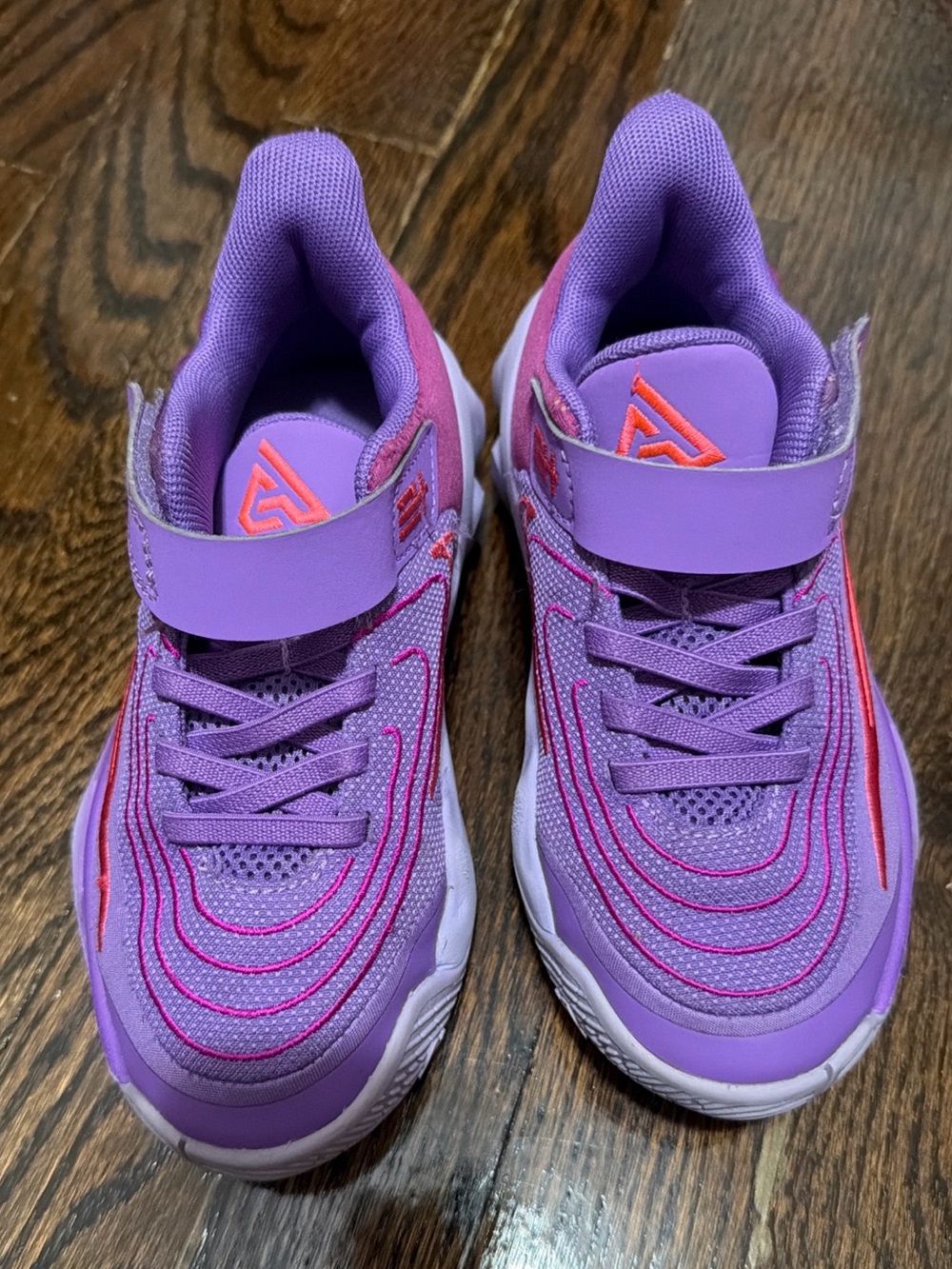 Nike Giannis Immortality Kids Shoes Purple Pink GA Logo Toddler Size 12C Velcro